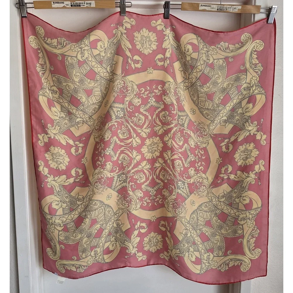 Red Gold Baroque Bandana 100% Cotton Square Scarf Wrap Shawl Head